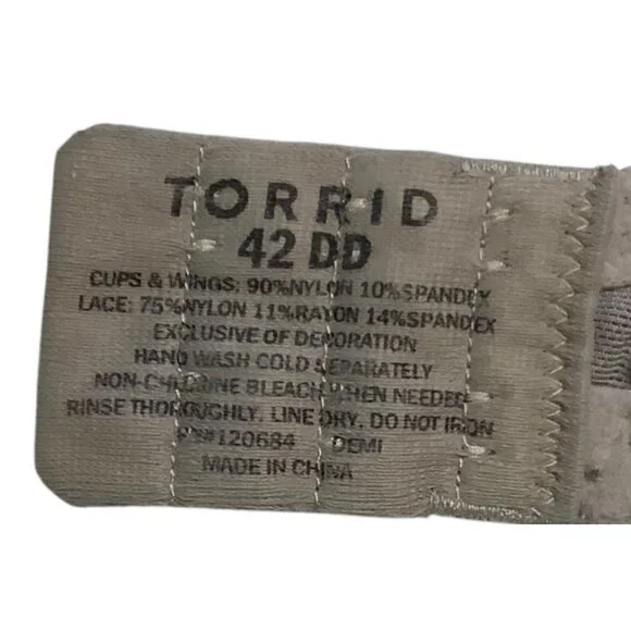 Torrid 42DD Lace Underwire Bra In Taupe Adjustable Straps‎ FLAW - Picture 3 of 5
